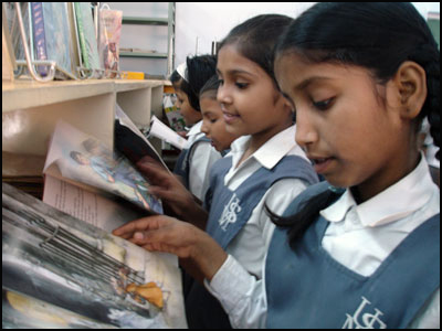 Girls from India reading